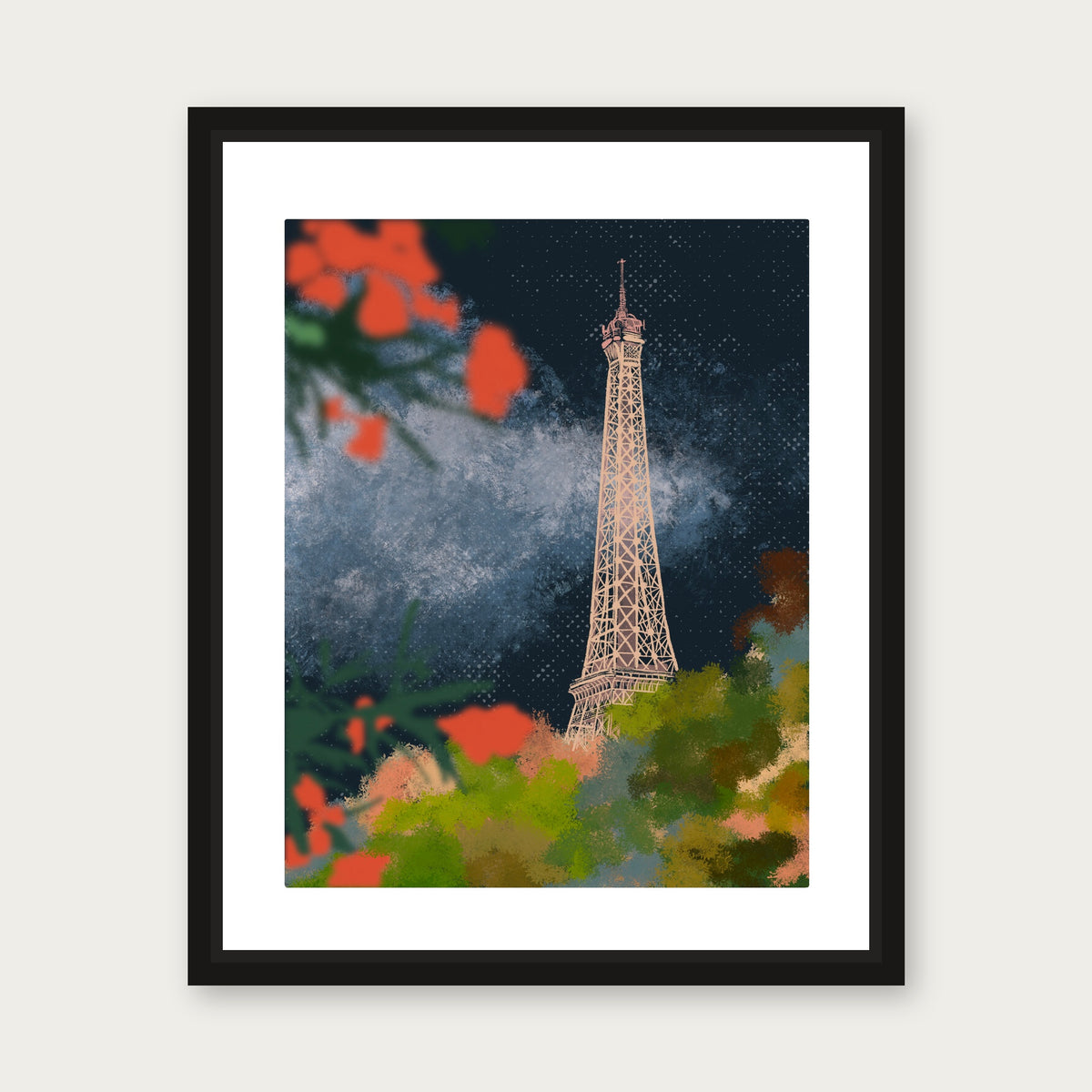A Night In Paris Floating Frame Canvas - Black floating frame