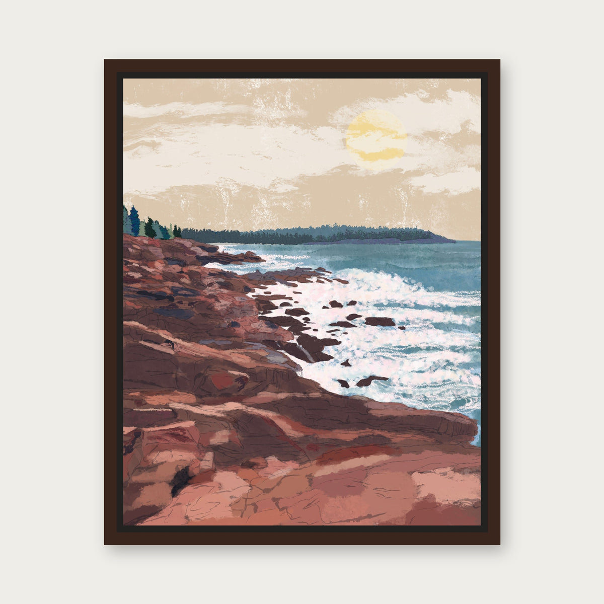 Acadia Floating Frame Canvas - Espresso floating frame