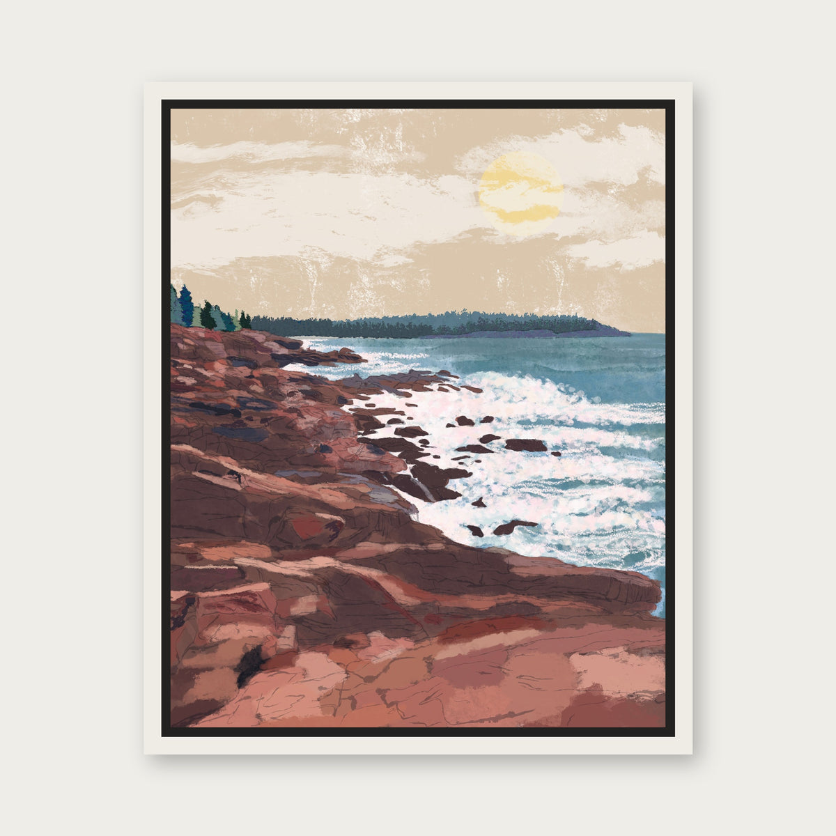 Acadia Floating Frame Canvas - White floating frame