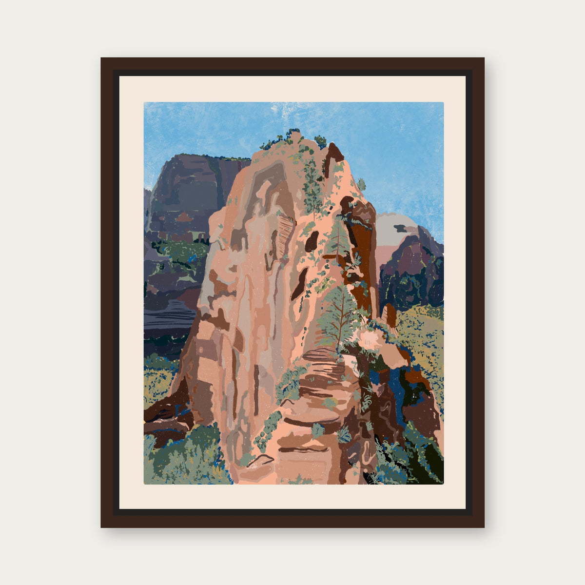 Angels Landing Floating Frame Canvas - Espresso floating frame