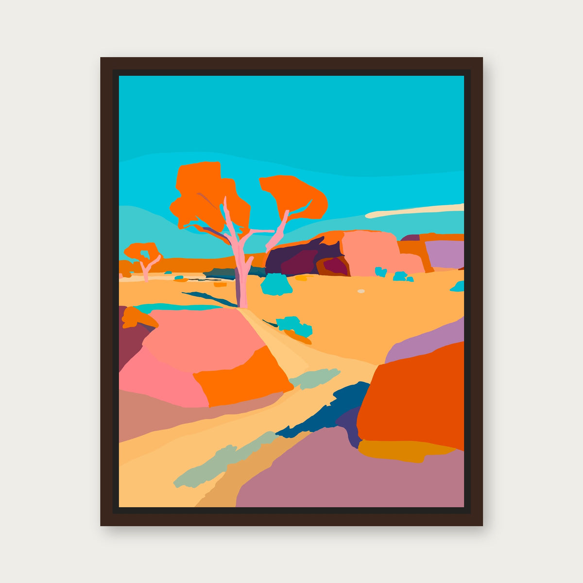 Aqua Sky Floating Frame Canvas - Espresso floating frame