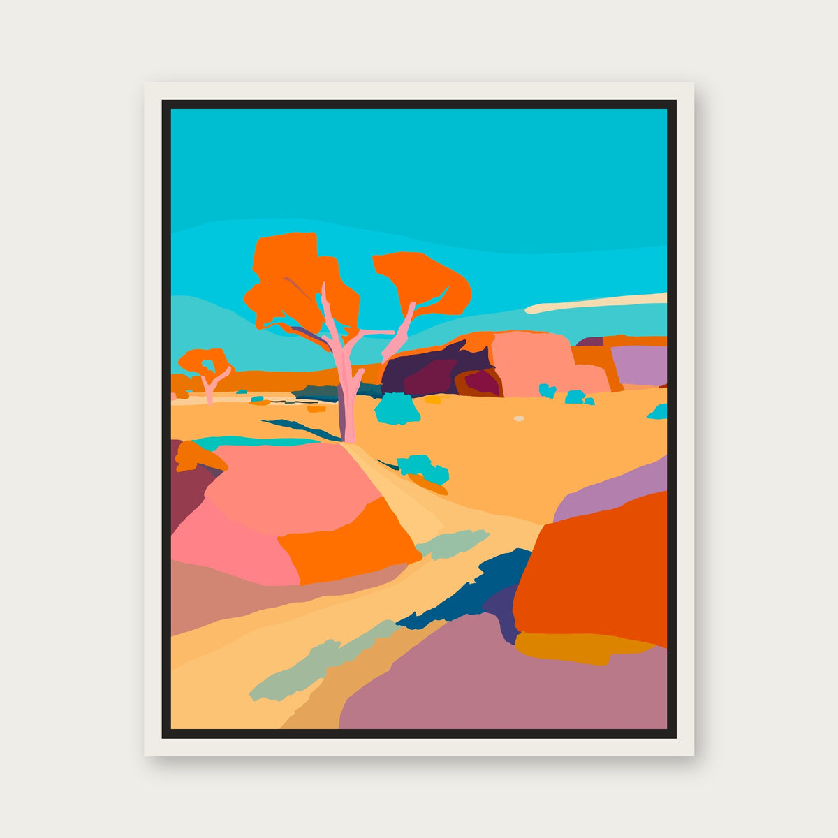 Aqua Sky Floating Frame Canvas - White floating frame