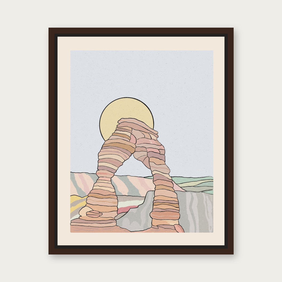 Arches 1 Floating Frame Canvas - Espresso floating frame