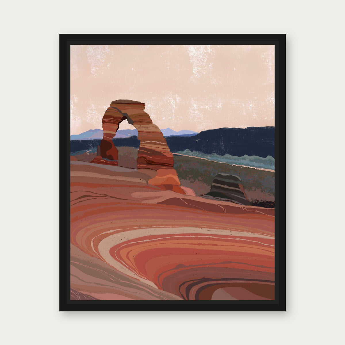 Arches National Park Delicate Arch Floating Frame Canvas - Black floating frame