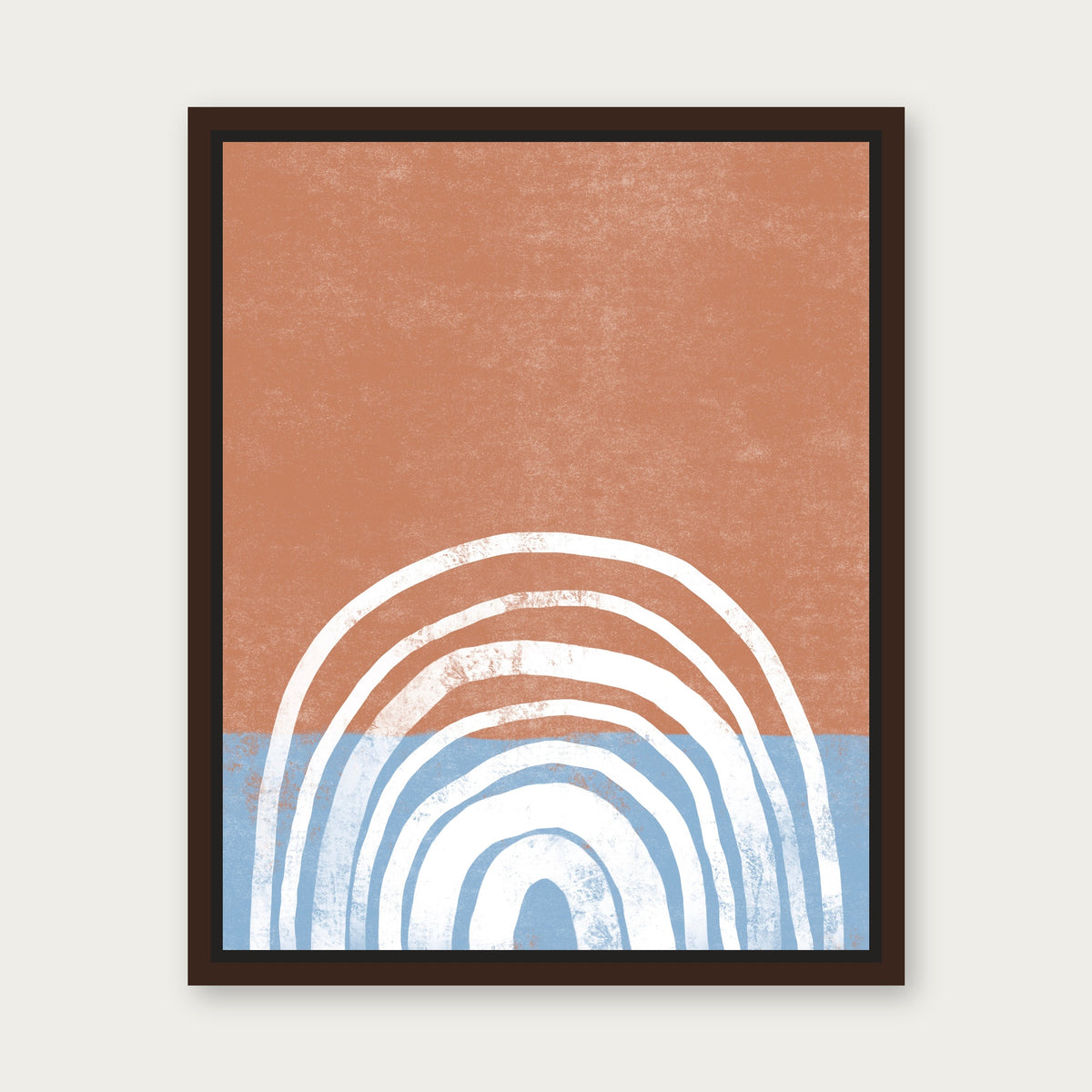 Baby Blue Floating Frame Canvas - Espresso floating frame