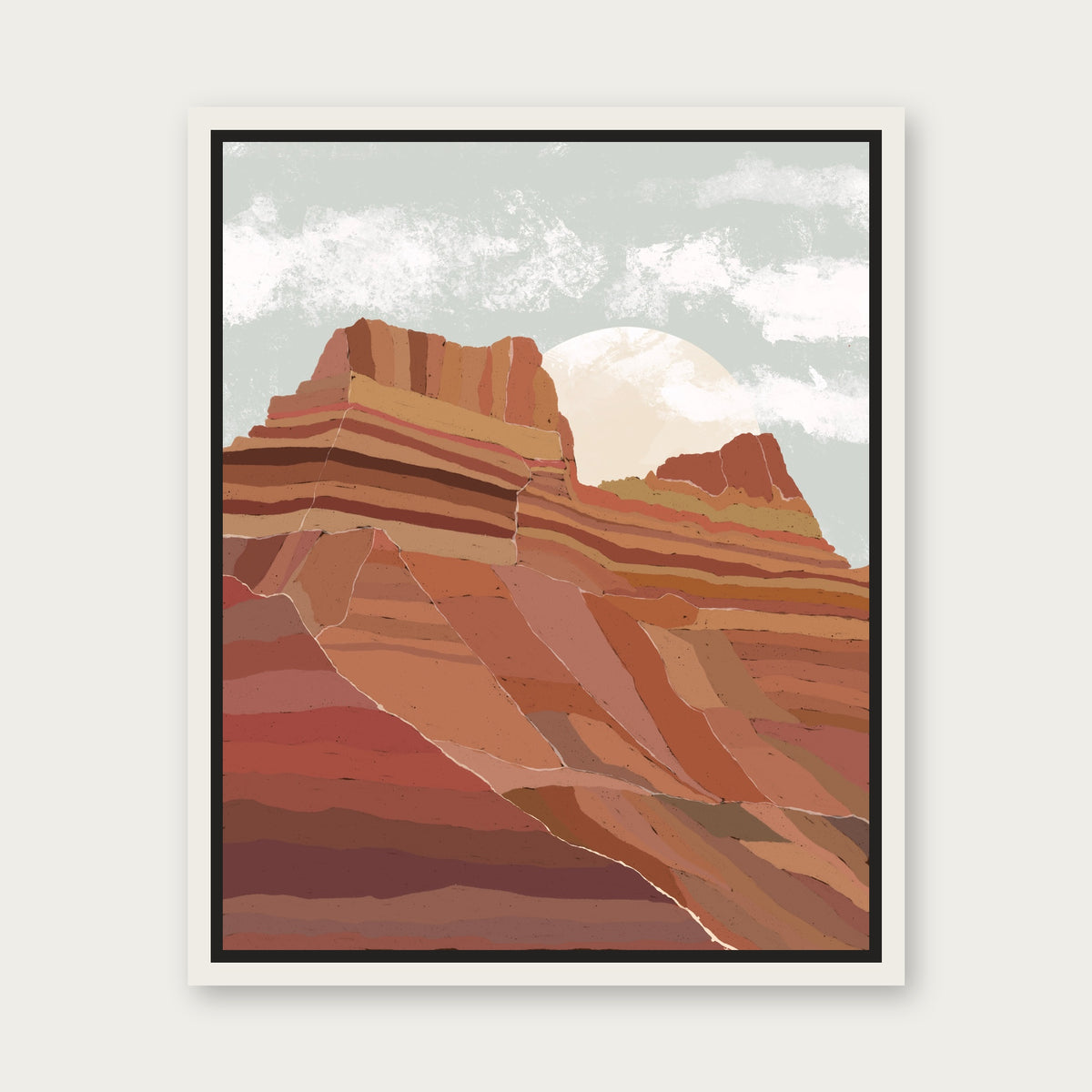 Badlands Floating Frame Canvas - White floating frame