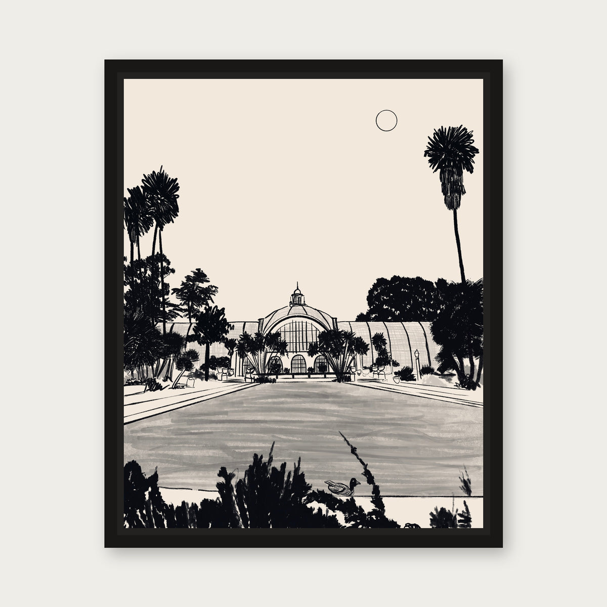Balboa Park San Diego Floating Frame Canvas - Black floating frame