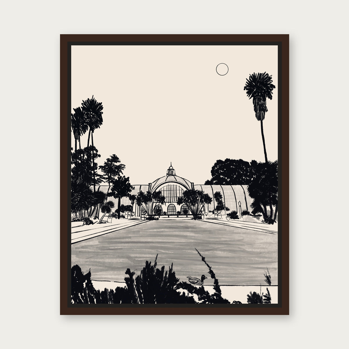 Balboa Park San Diego Floating Frame Canvas - Espresso floating frame