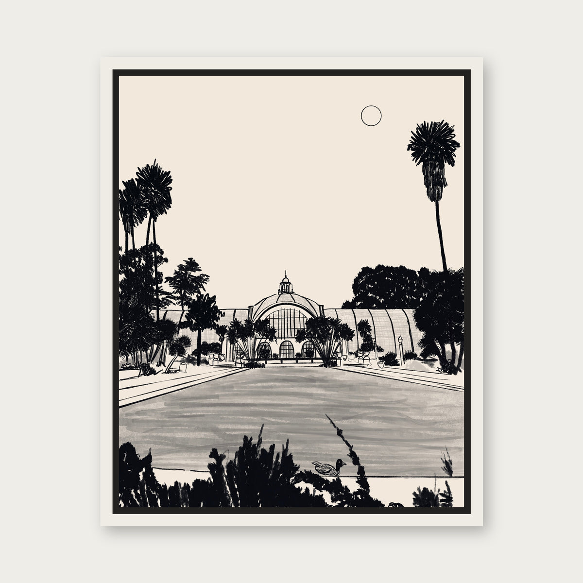 Balboa Park San Diego Floating Frame Canvas - White floating frame