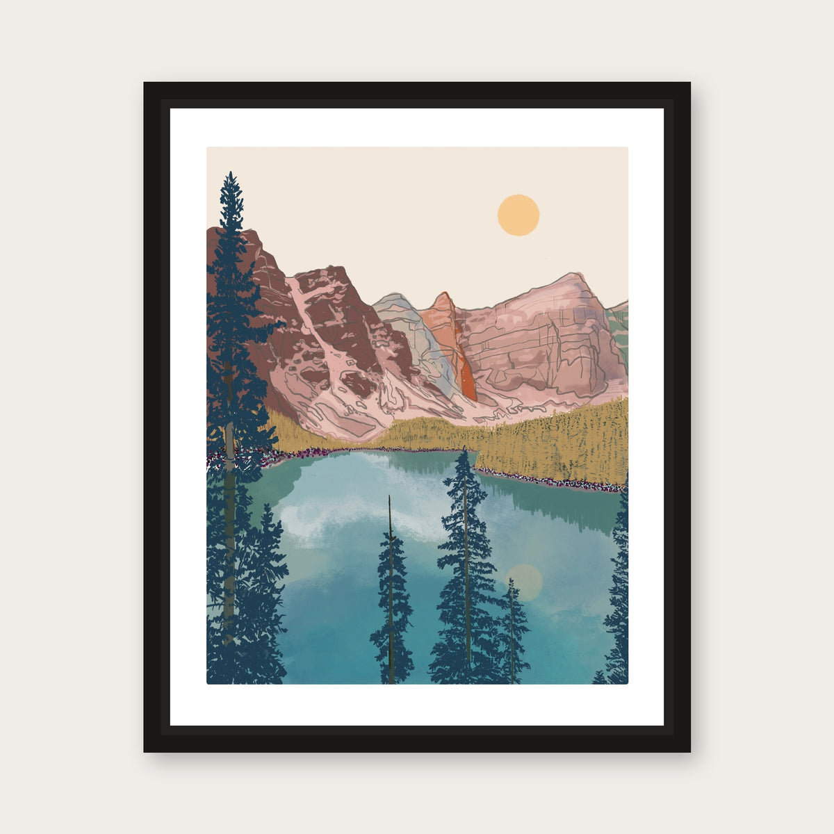 Banff Lake Moraine Floating Frame Canvas - Black floating frame