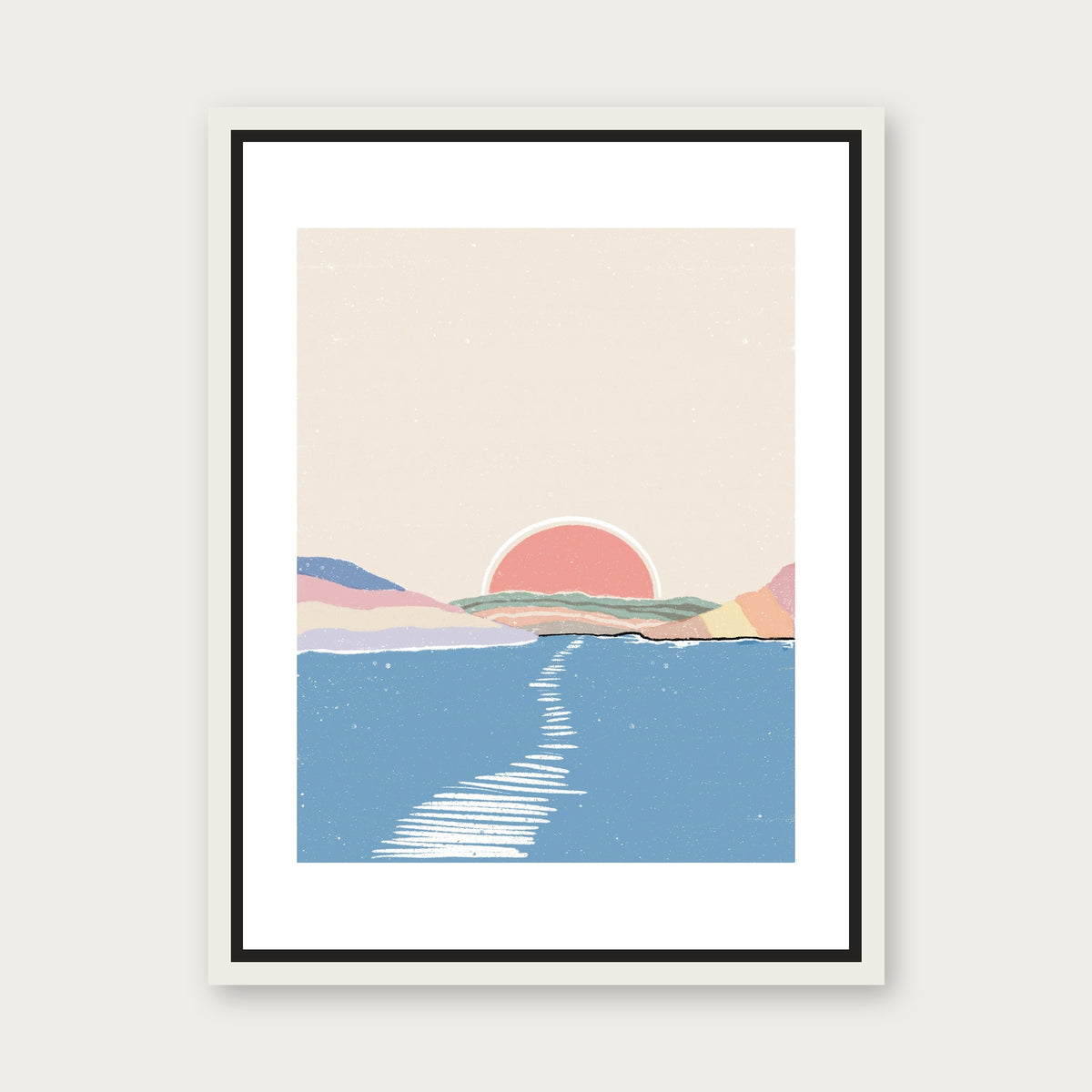 Bayside 1 Floating Frame Canvas - White floating frame