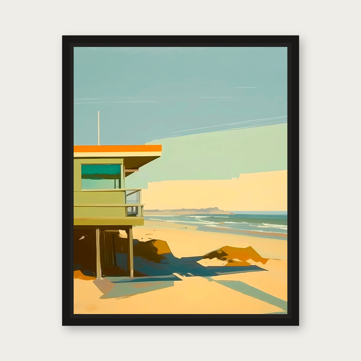 Beach View Floating Frame Canvas - Black floating frame
