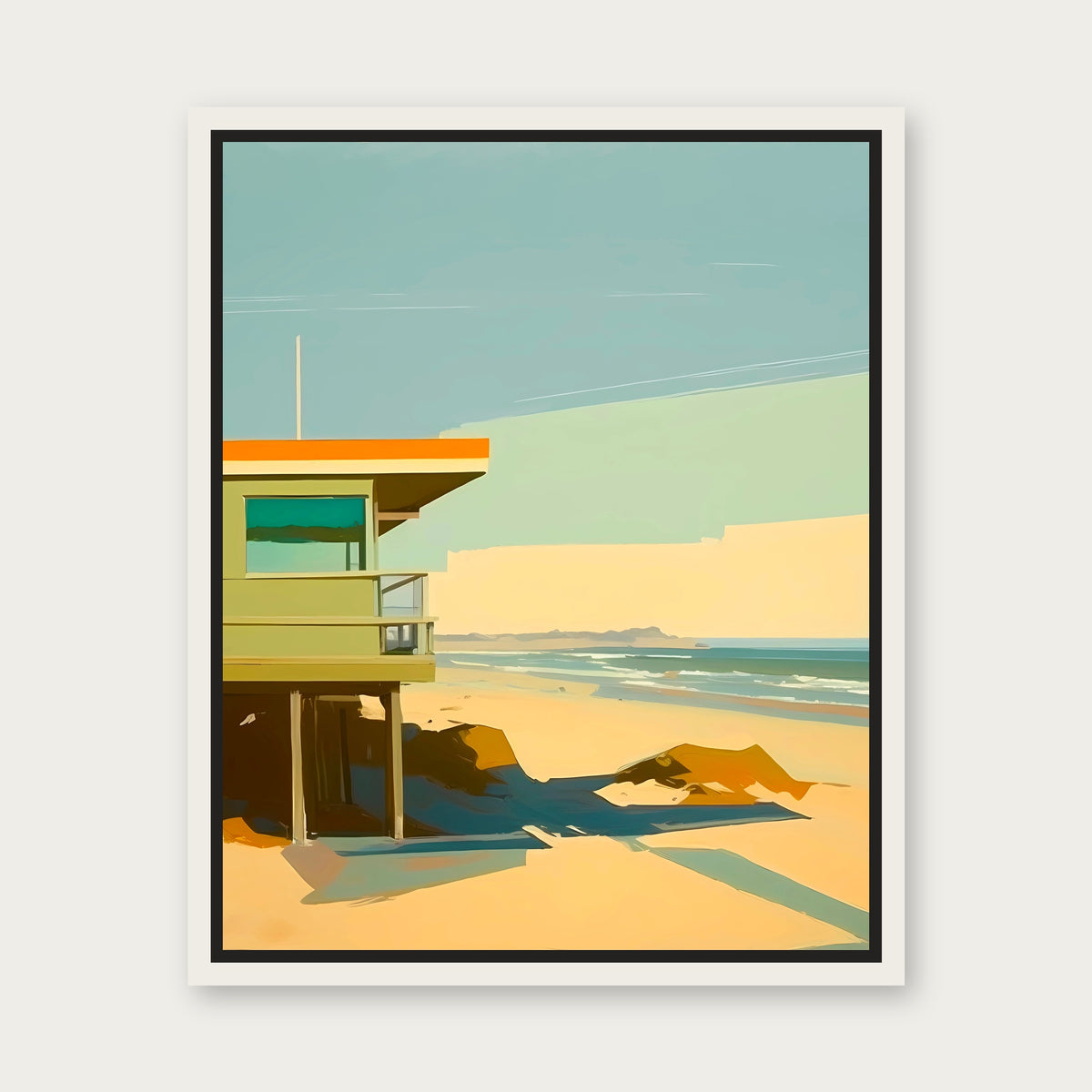 Beach View Floating Frame Canvas - White floating frame