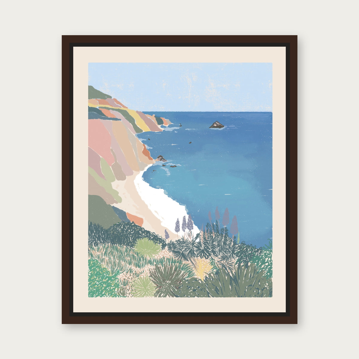 Big Sur Floating Frame Canvas - Espresso floating frame