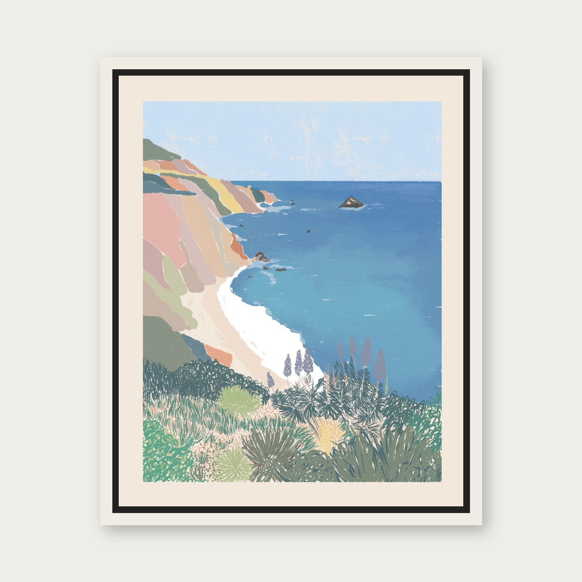 Big Sur Floating Frame Canvas - White floating frame