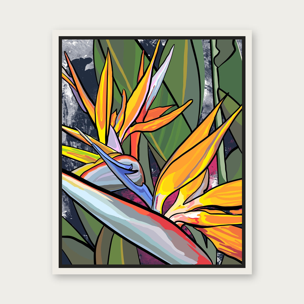 Bird Of Paradise 1 Floating Frame Canvas - White floating frame