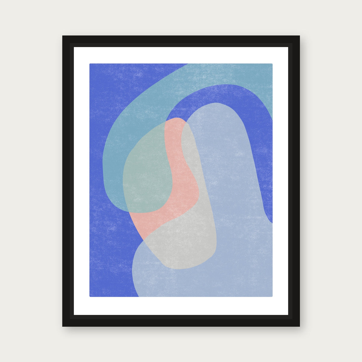 Blue In Green Floating Frame Canvas - Black floating frame