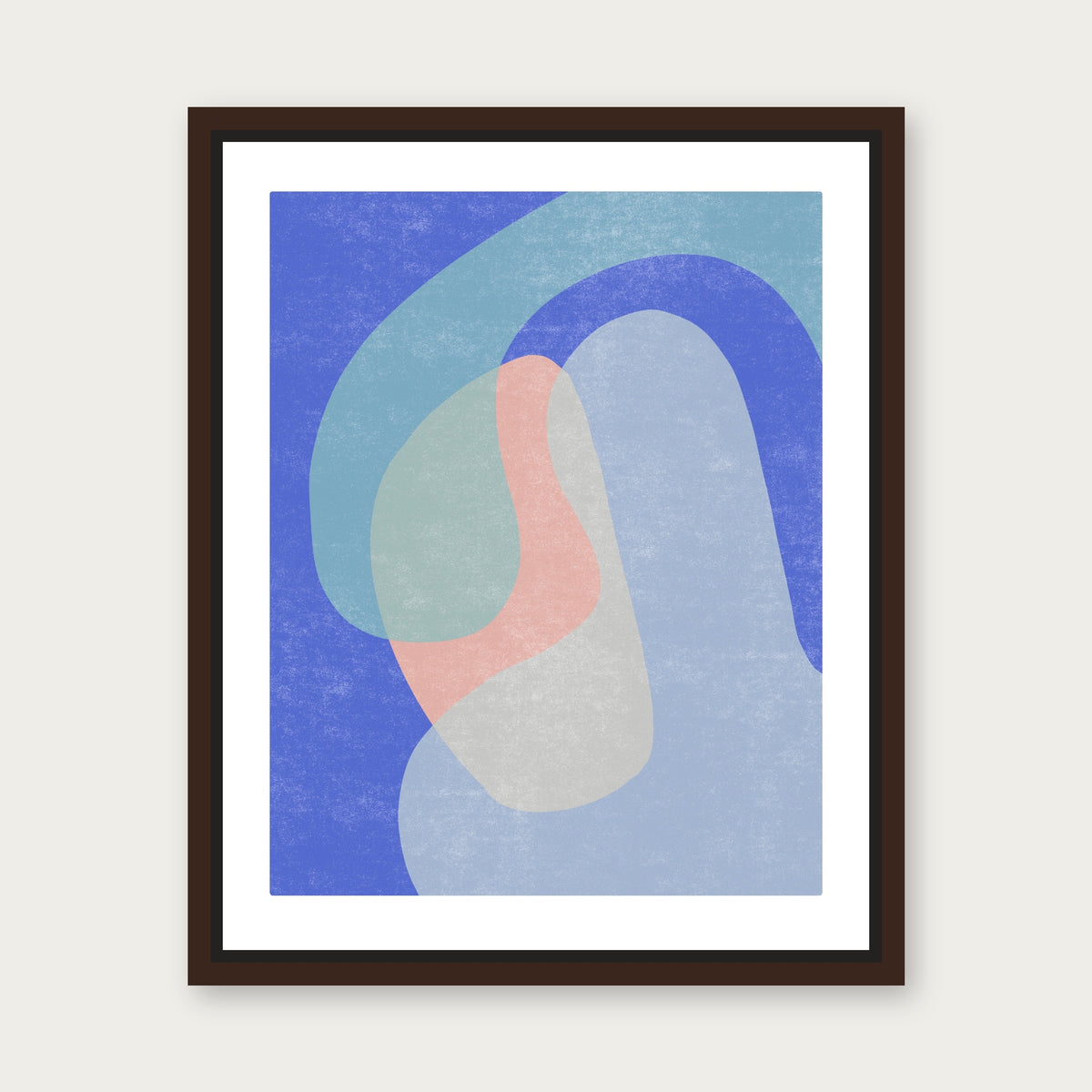 Blue In Green Floating Frame Canvas - Espresso floating frame