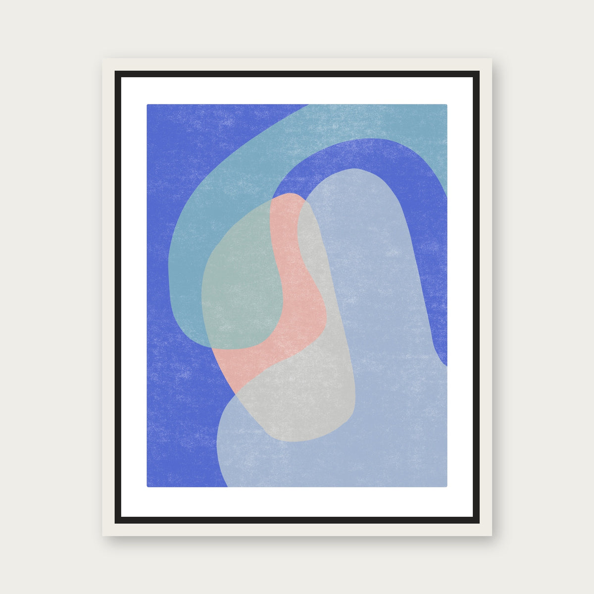 Blue In Green Floating Frame Canvas - White floating frame