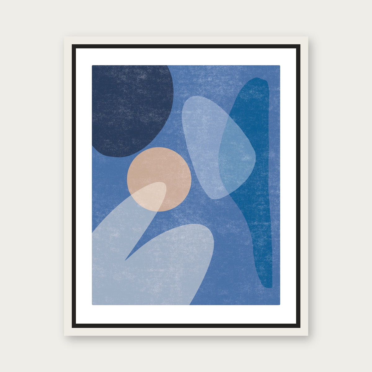 Blue Room 1 Floating Frame Canvas - White floating frame