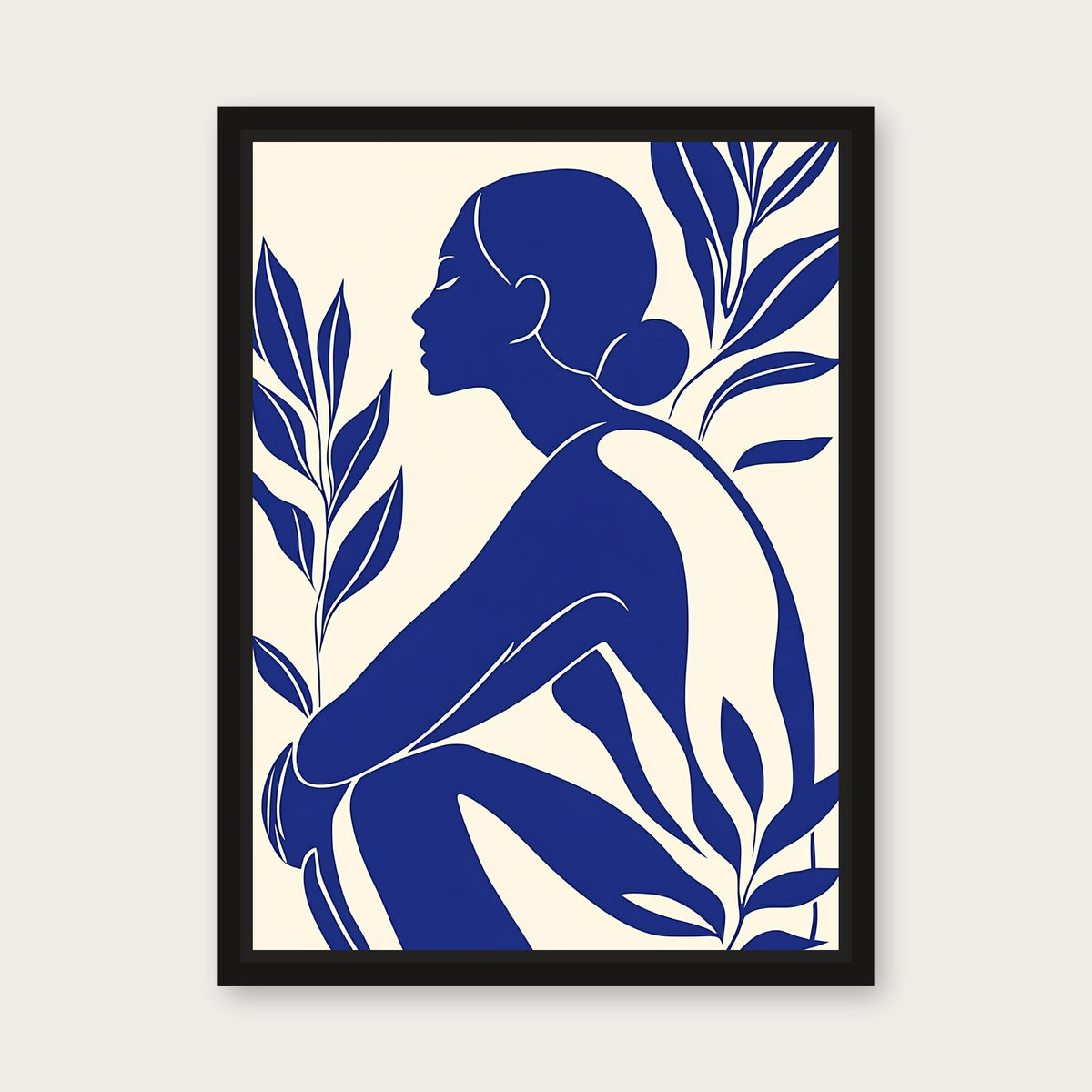 Blue Thought Framed Floating Frame Canvas - Black floating frame