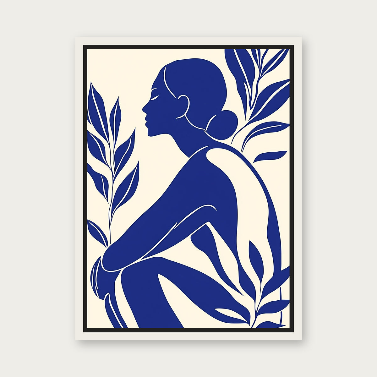 Blue Thought Framed Floating Frame Canvas - White floating frame