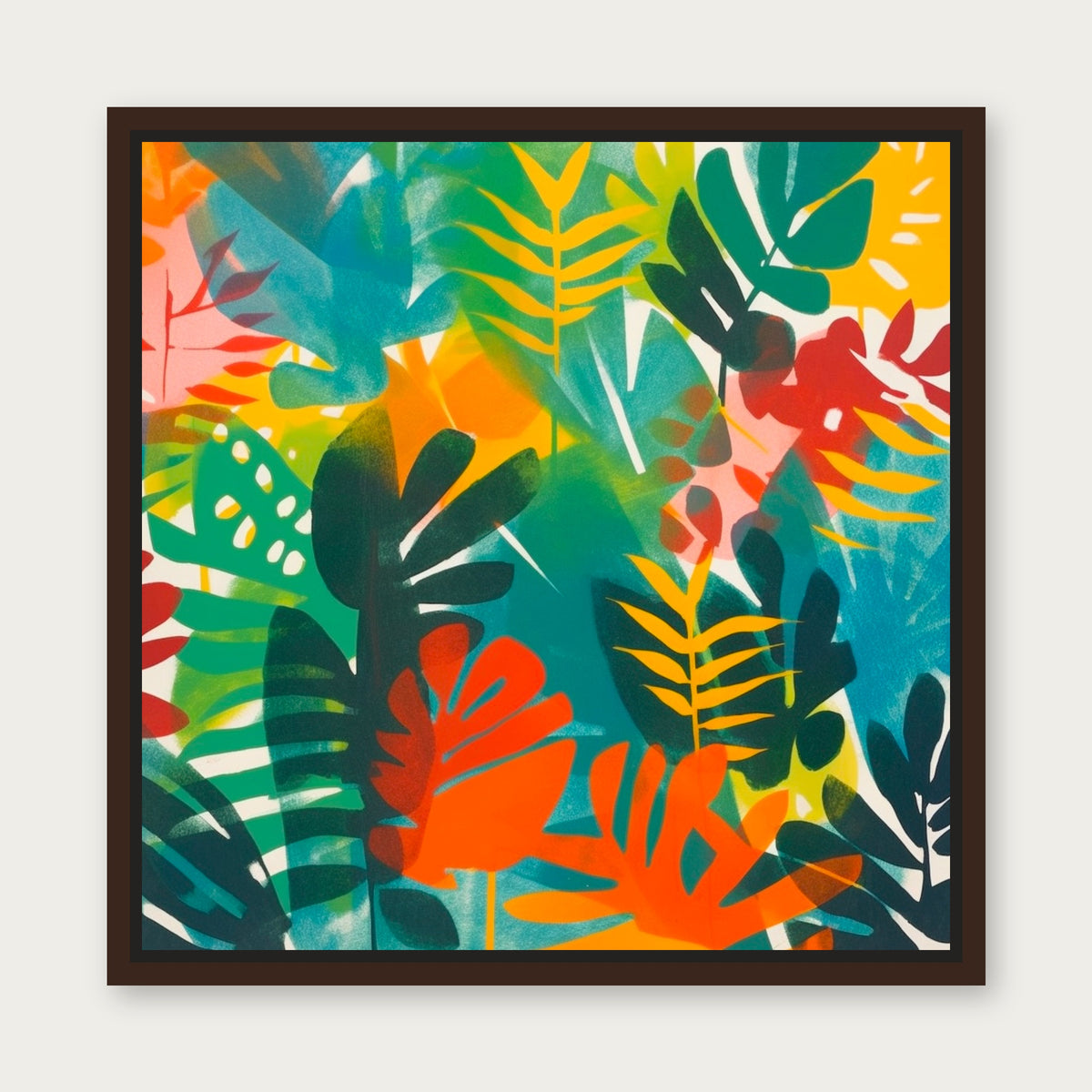 Borneo Blues Floating Frame Canvas - Espresso floating frame