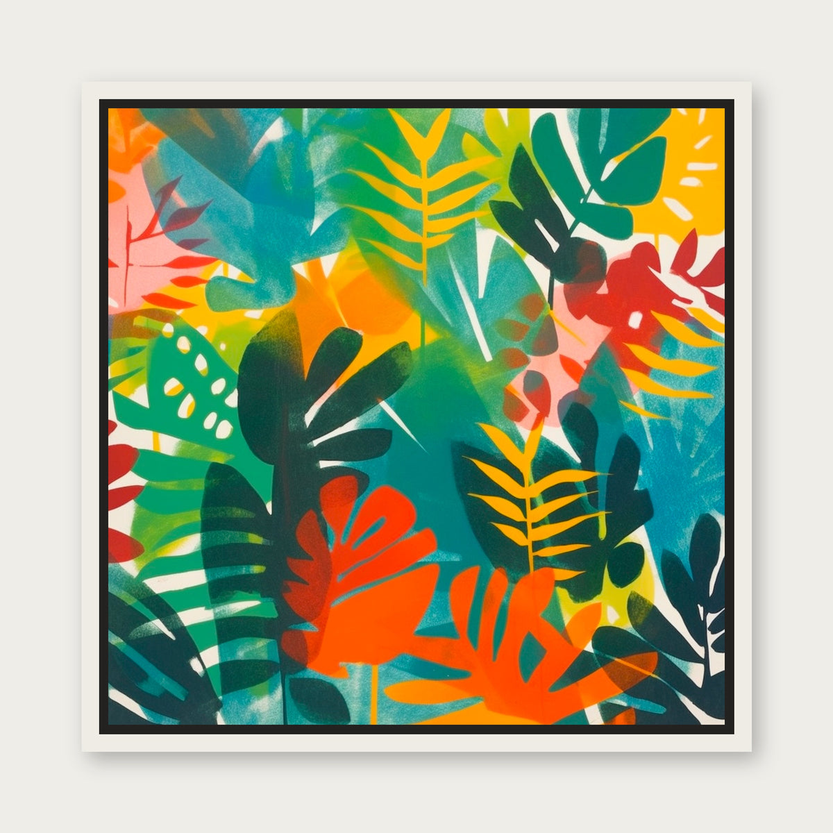 Borneo Blues Floating Frame Canvas - White floating frame