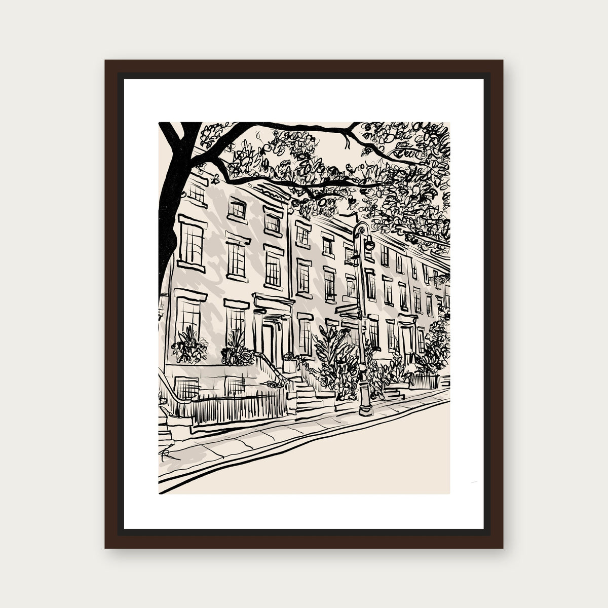 Brownstone Floating Frame Canvas - Espresso floating frame