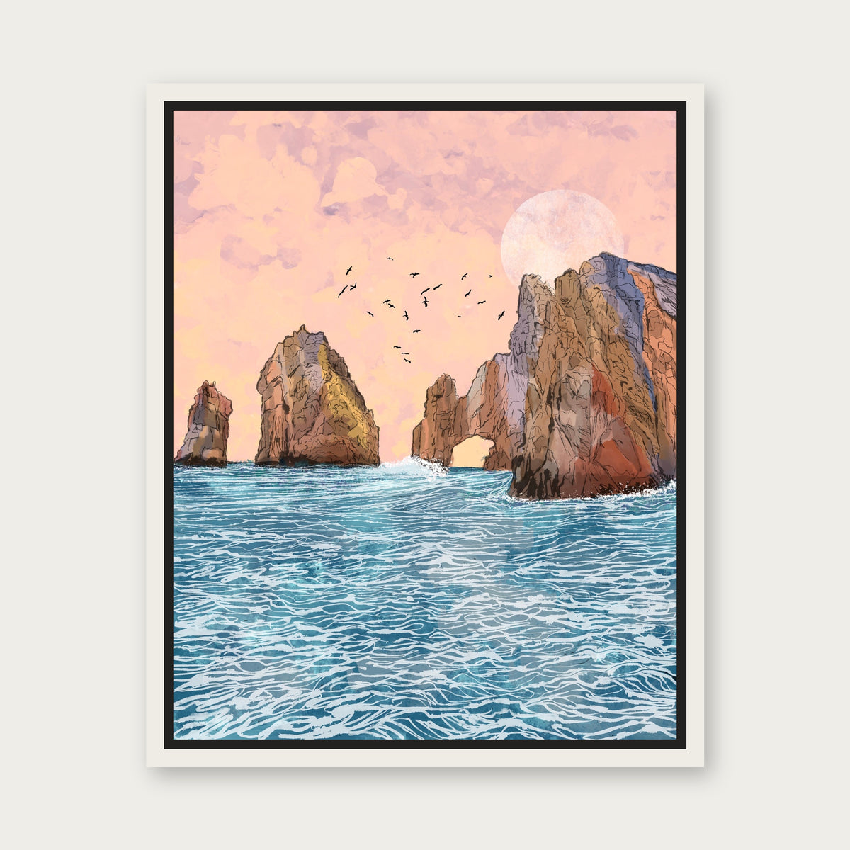 Cabo Floating Frame Canvas - White floating frame