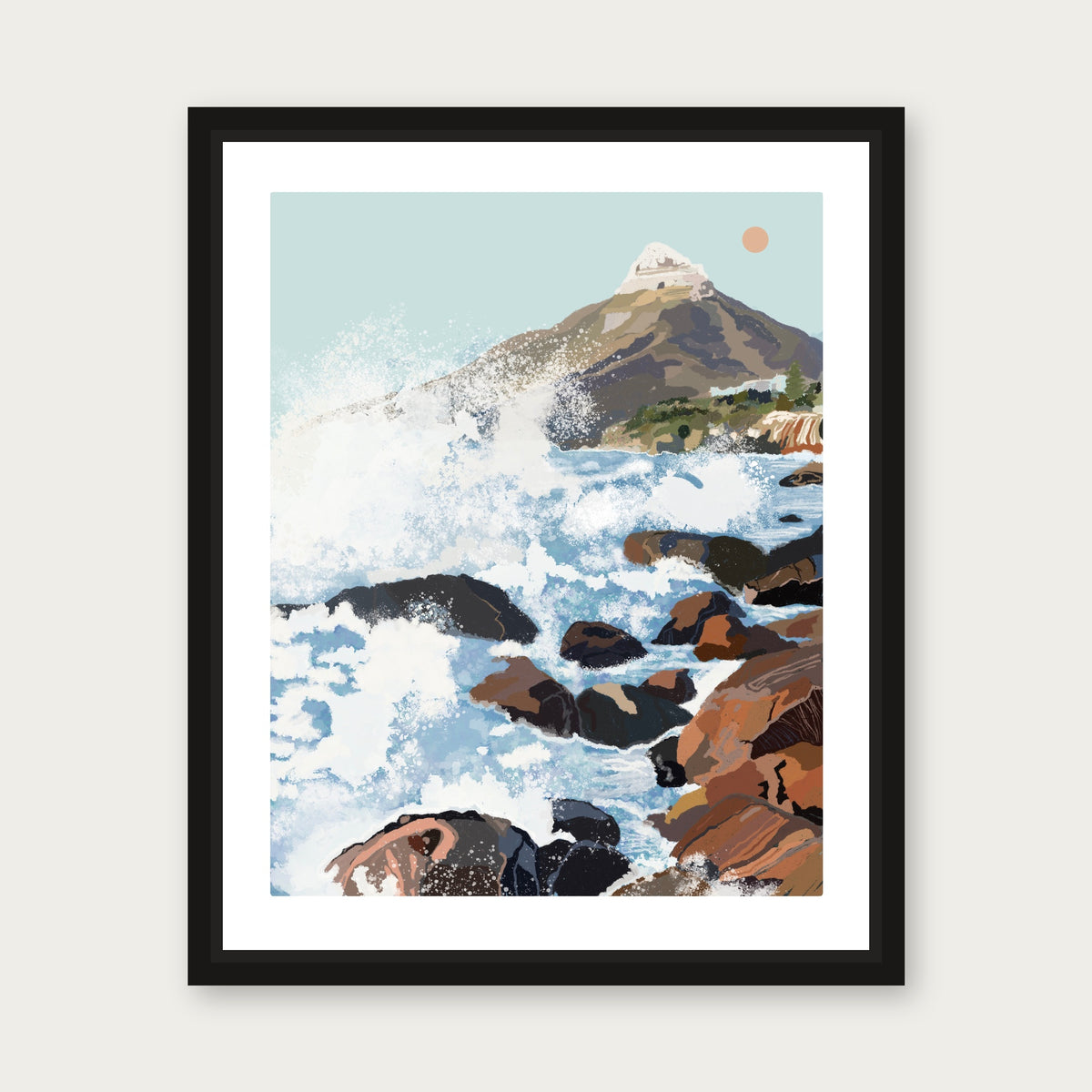 Camps Bay Floating Frame Canvas - Black floating frame
