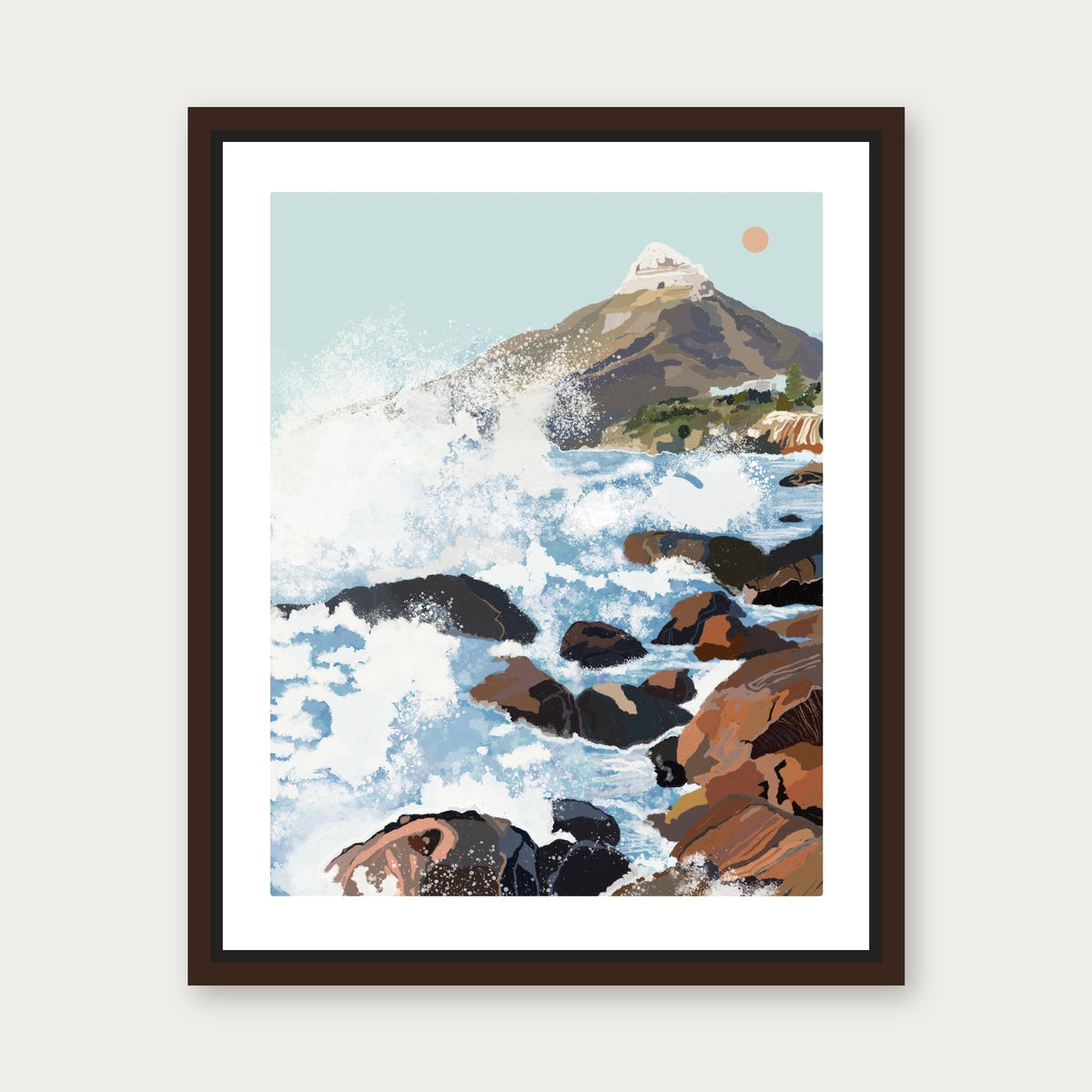 Camps Bay Floating Frame Canvas - Espresso floating frame