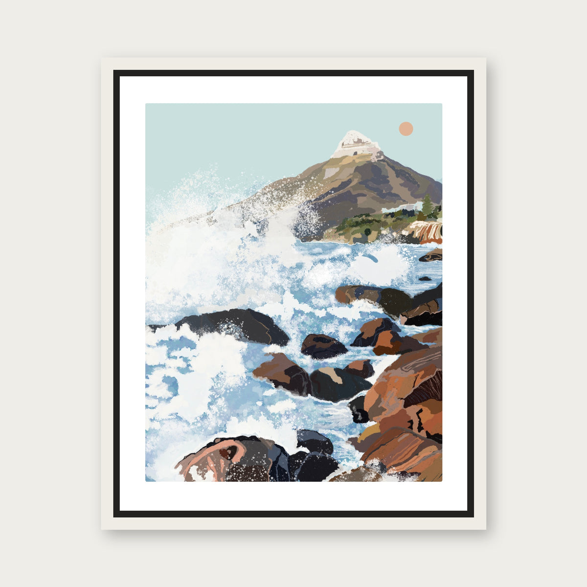 Camps Bay Floating Frame Canvas - White floating frame