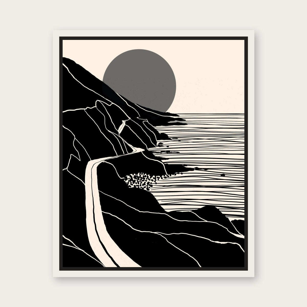 Coastal Drive Pch Floating Frame Canvas - White floating frame