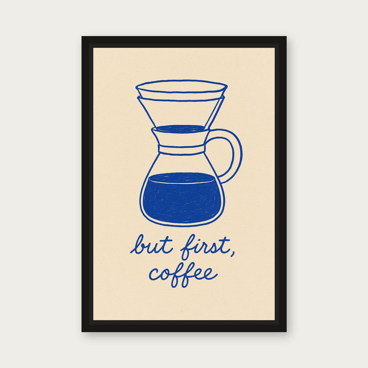 Coffee First Framed Floating Frame Canvas - Black floating frame