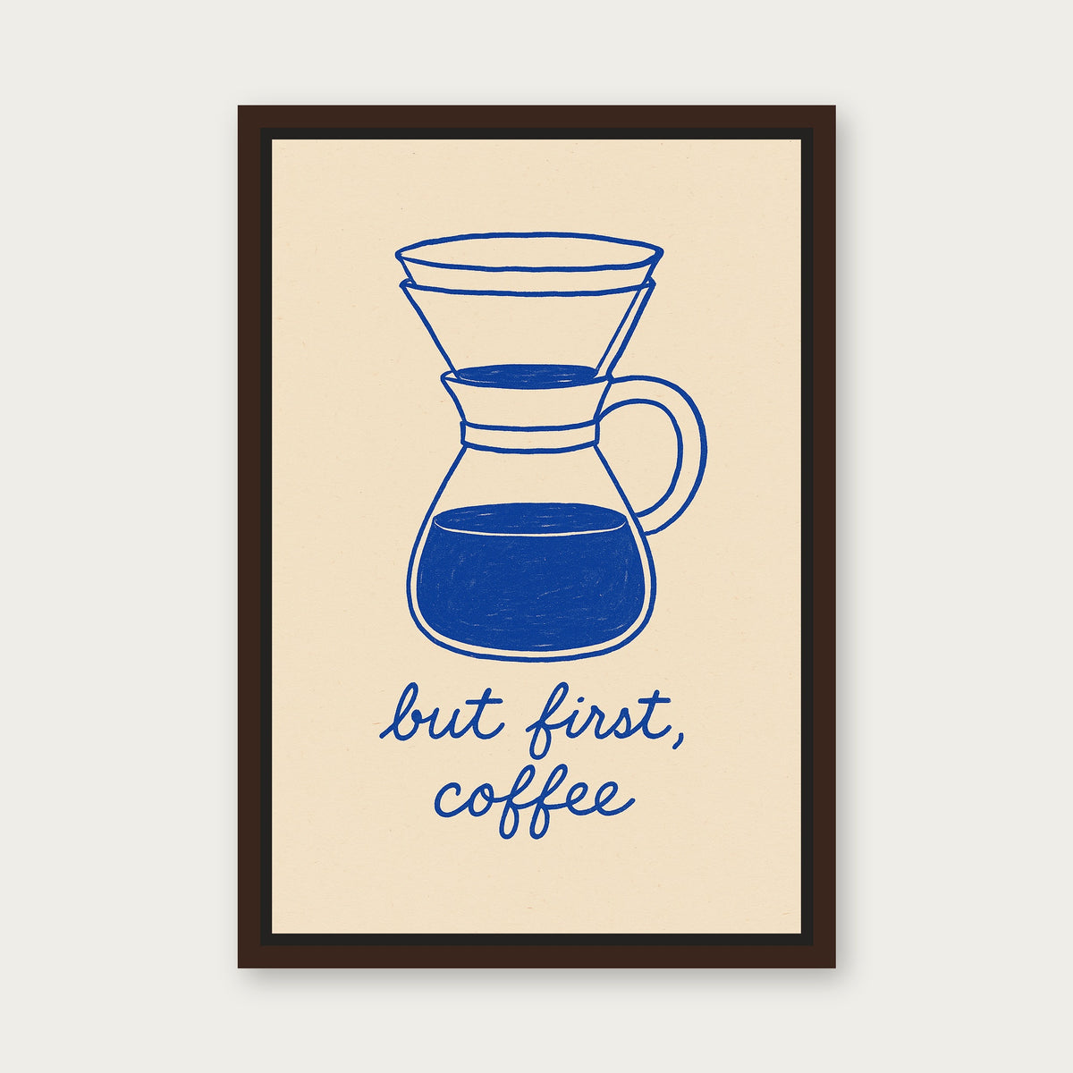 Coffee First Framed Floating Frame Canvas - Espresso floating frame