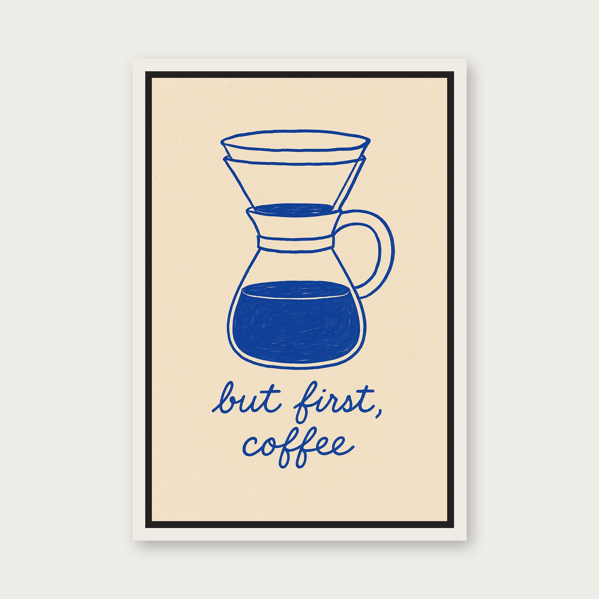 Coffee First Framed Floating Frame Canvas - White floating frame