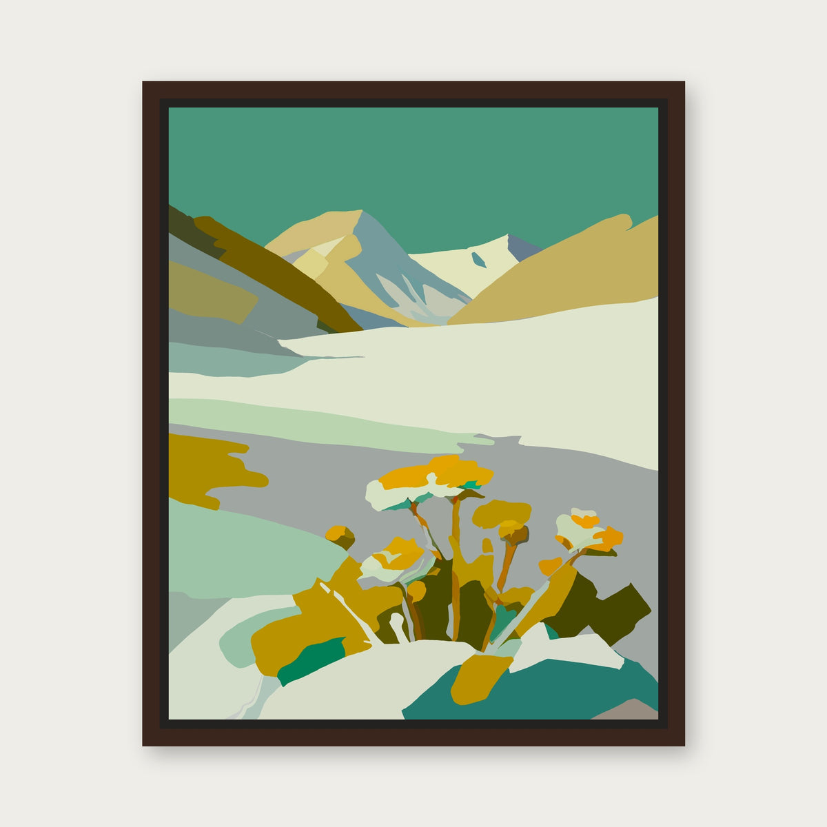Cold Sky Floating Frame Canvas - Espresso floating frame