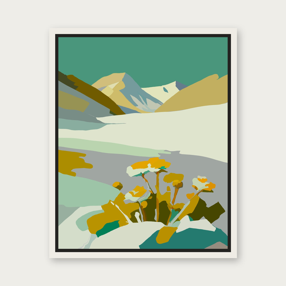 Cold Sky Floating Frame Canvas - White floating frame