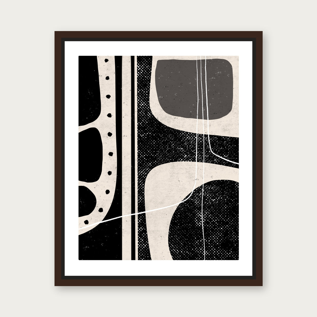 Courageous B W Floating Frame Canvas - Espresso floating frame
