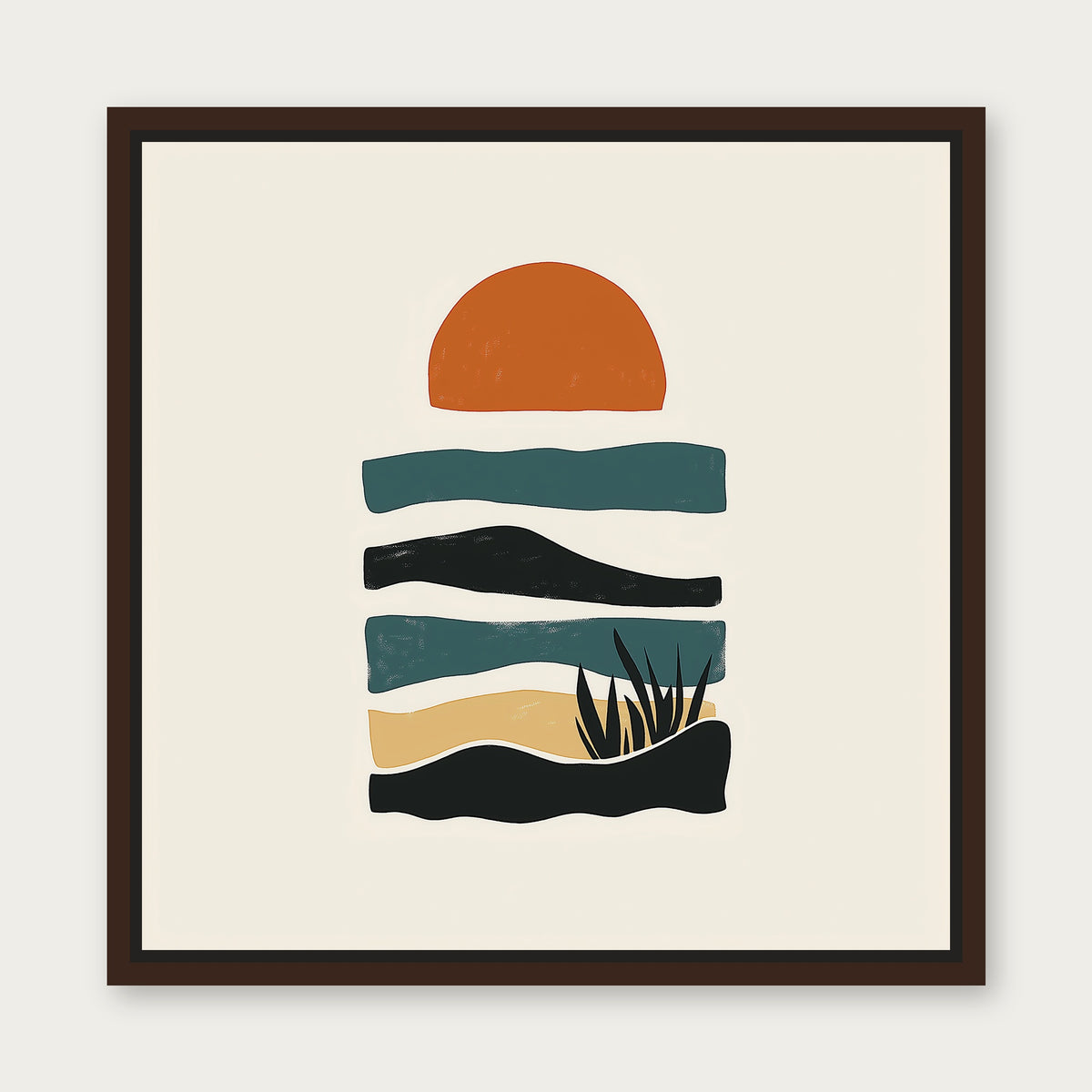 Desert Crest Framed Floating Frame Canvas - Espresso floating frame