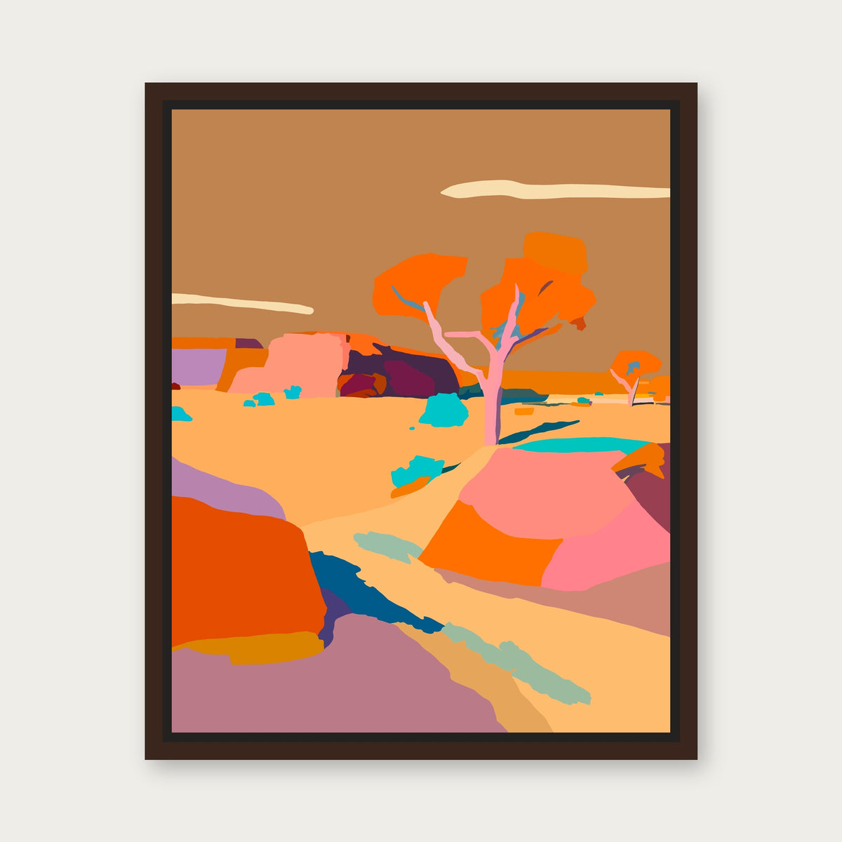 Dry Sky Floating Frame Canvas - Espresso floating frame