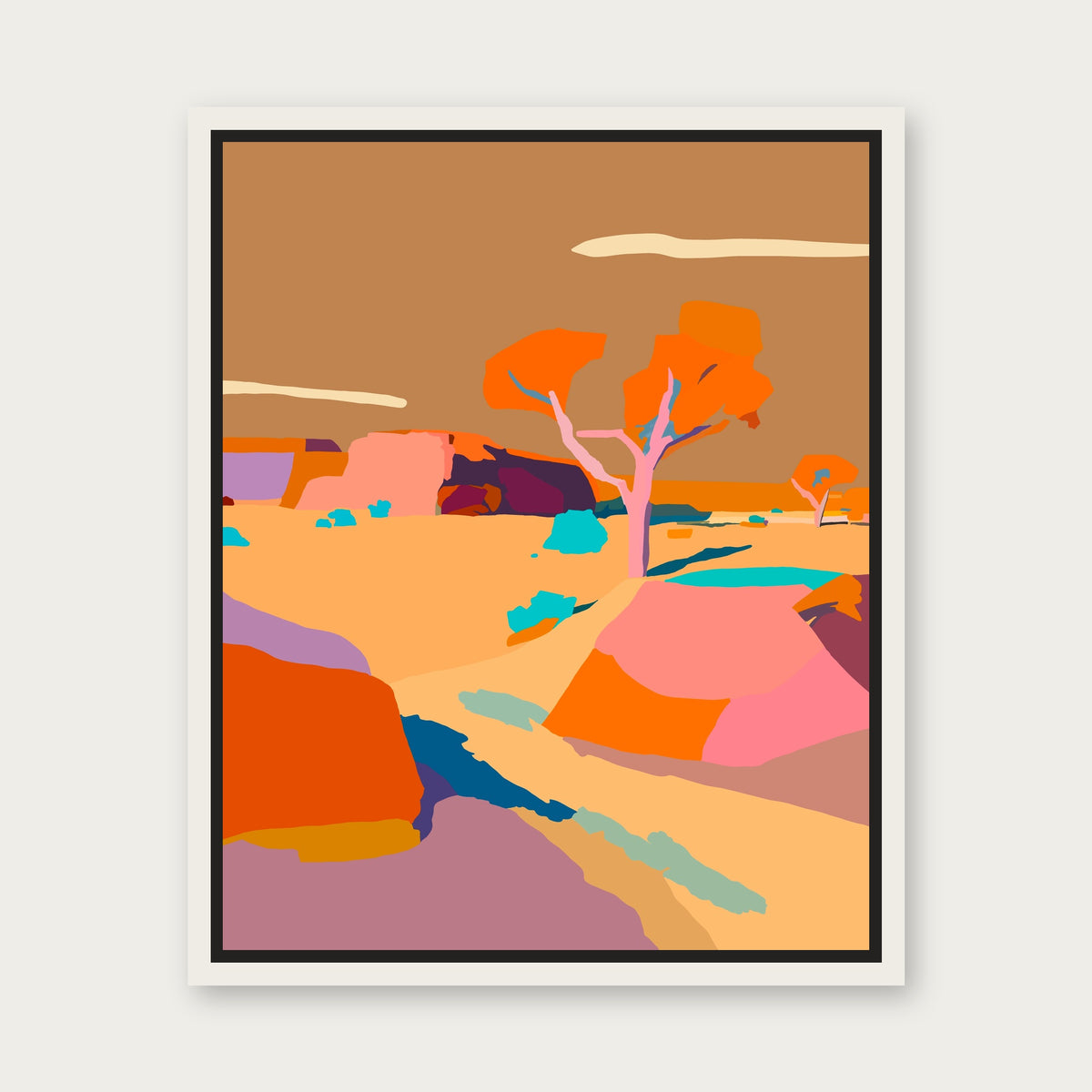 Dry Sky Floating Frame Canvas - White floating frame