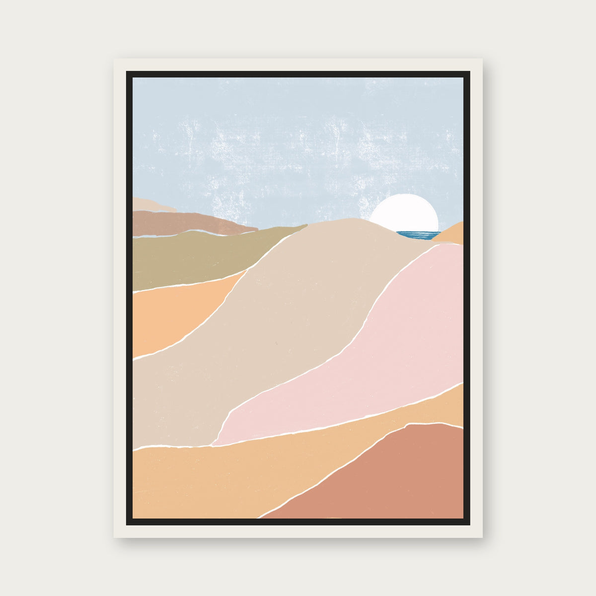 Dune Floating Frame Canvas - White floating frame