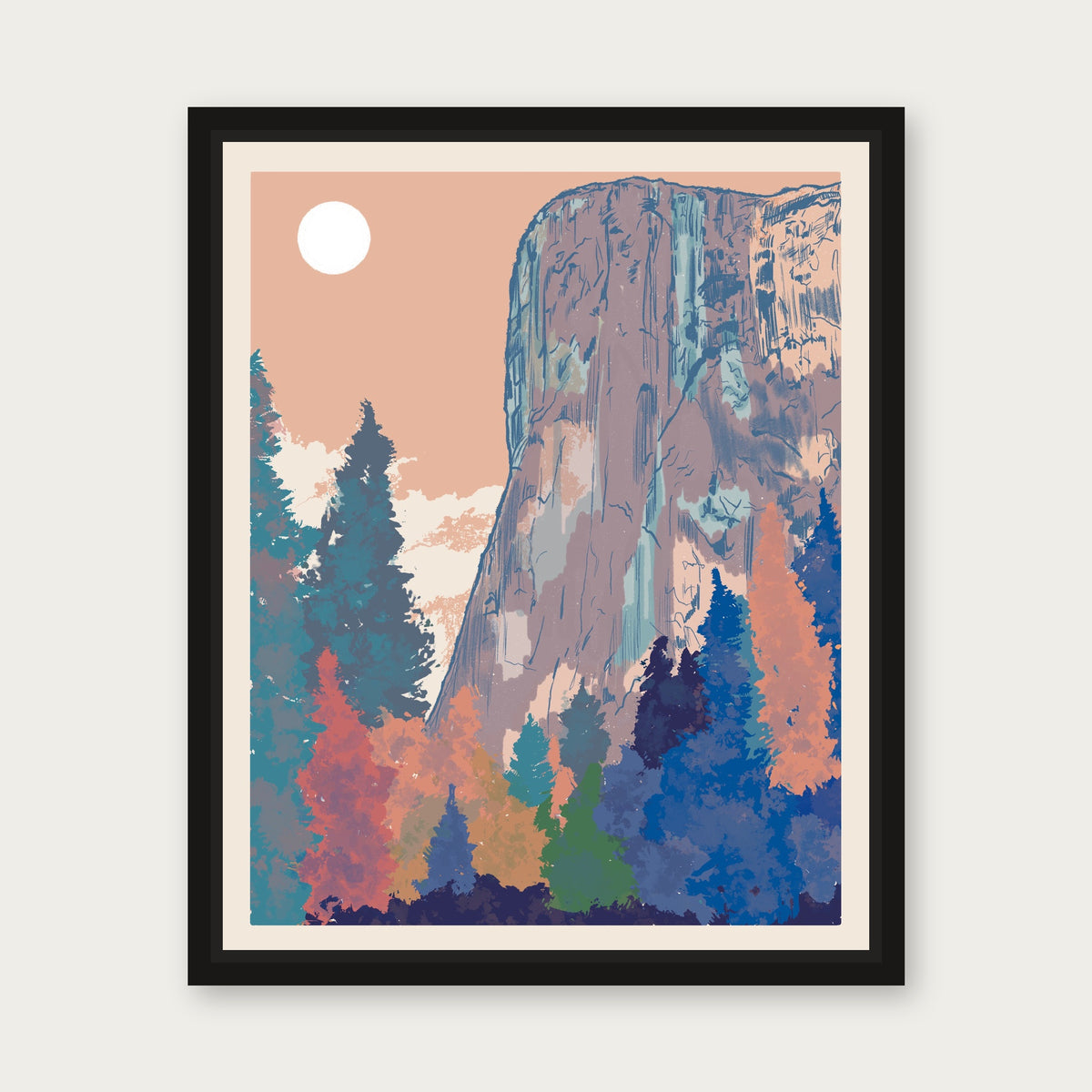 El Capitan Yosemite 1 Floating Frame Canvas - Black floating frame