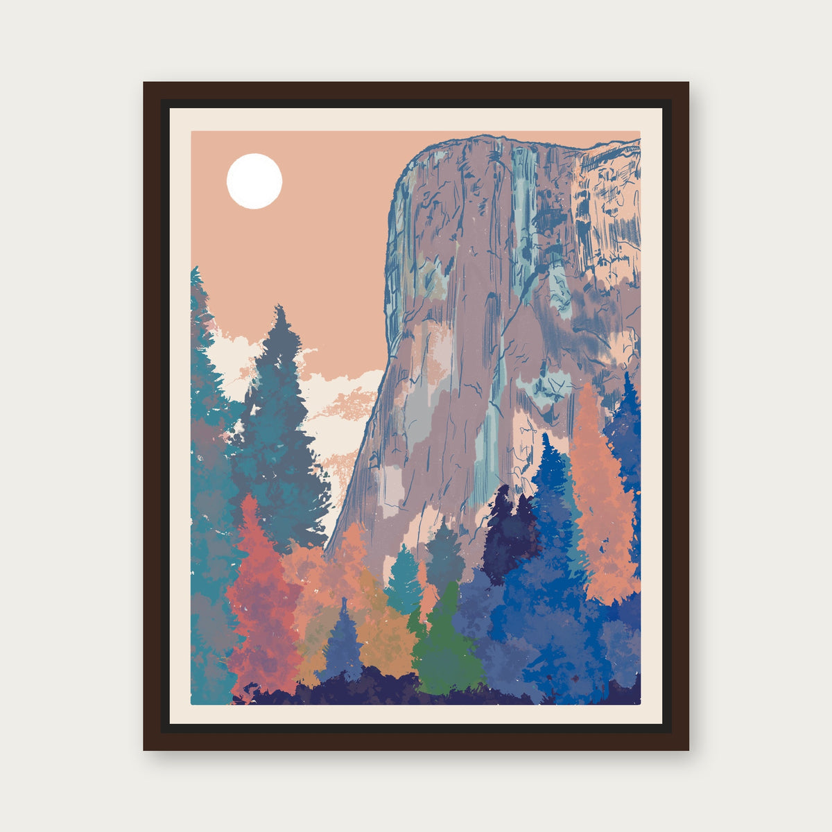 El Capitan Yosemite 1 Floating Frame Canvas - Espresso floating frame