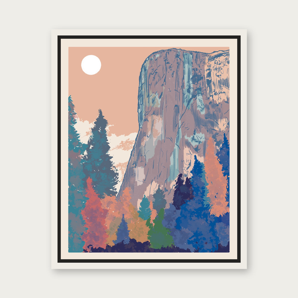 El Capitan Yosemite 1 Floating Frame Canvas - White floating frame