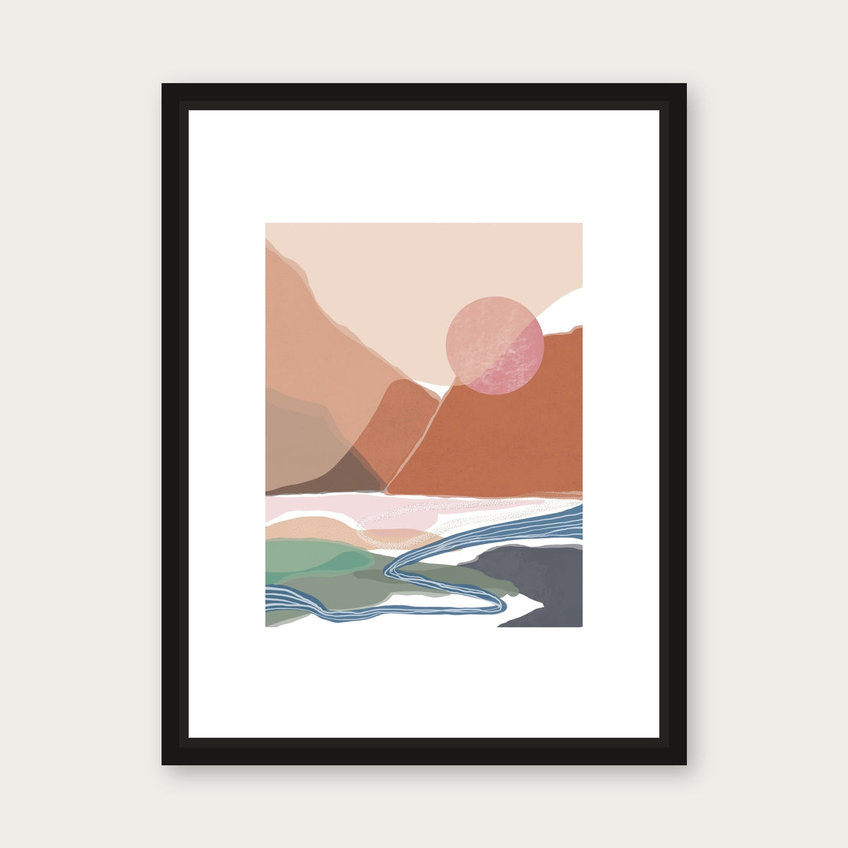 Fields 1 Floating Frame Canvas - Black floating frame