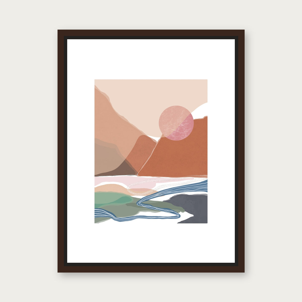 Fields 1 Floating Frame Canvas - Espresso floating frame