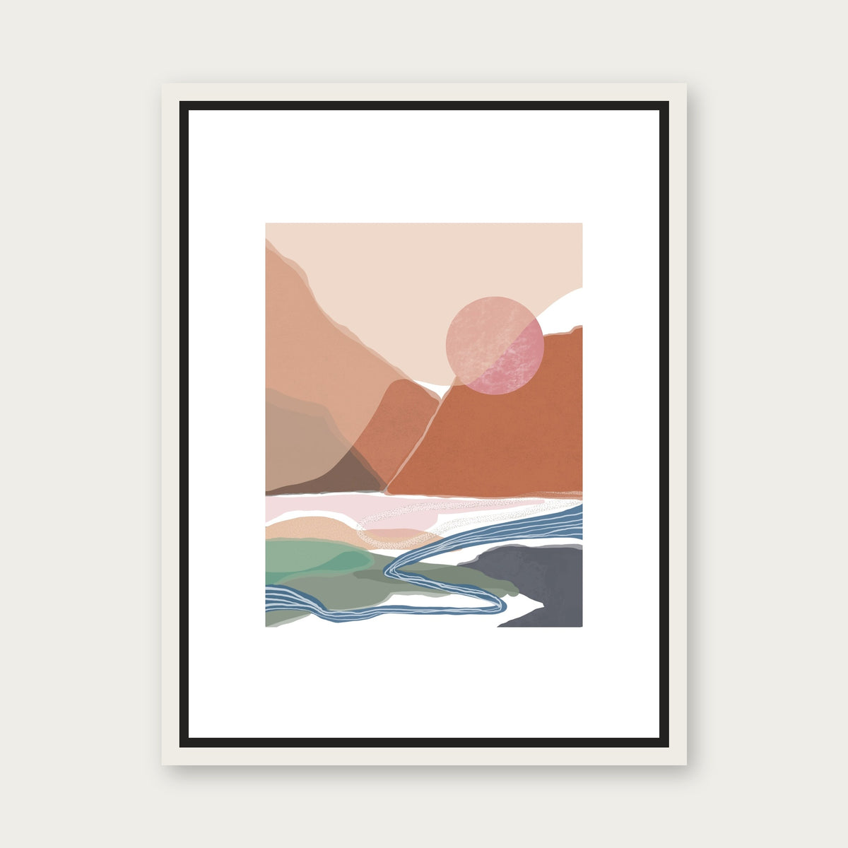 Fields 1 Floating Frame Canvas - White floating frame